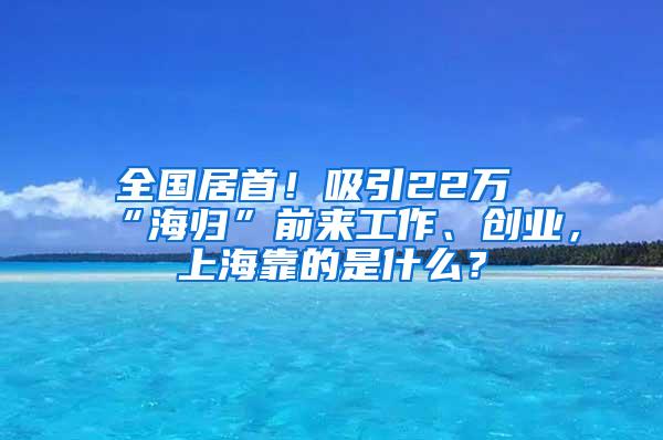 全国居首！吸引22万“海归”前来工作、创业，上海靠的是什么？