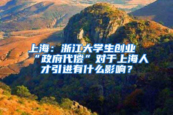 上海：浙江大学生创业“政府代偿”对于上海人才引进有什么影响？