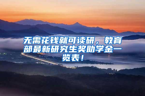 无需花钱就可读研，教育部最新研究生奖助学金一览表！