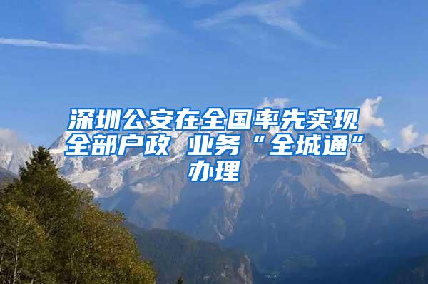 深圳公安在全国率先实现全部户政 业务“全城通”办理
