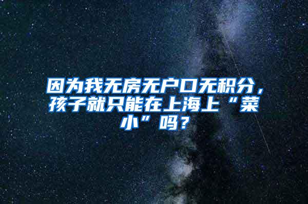 因为我无房无户口无积分，孩子就只能在上海上“菜小”吗？