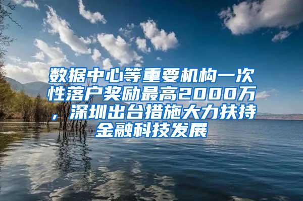 数据中心等重要机构一次性落户奖励最高2000万，深圳出台措施大力扶持金融科技发展