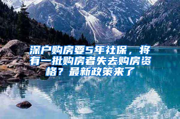 深户购房要5年社保，将有一批购房者失去购房资格？最新政策来了