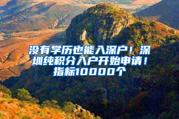 没有学历也能入深户！深圳纯积分入户开始申请！指标10000个