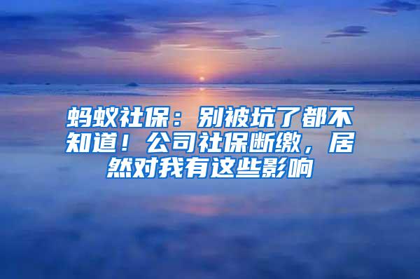 蚂蚁社保：别被坑了都不知道！公司社保断缴，居然对我有这些影响