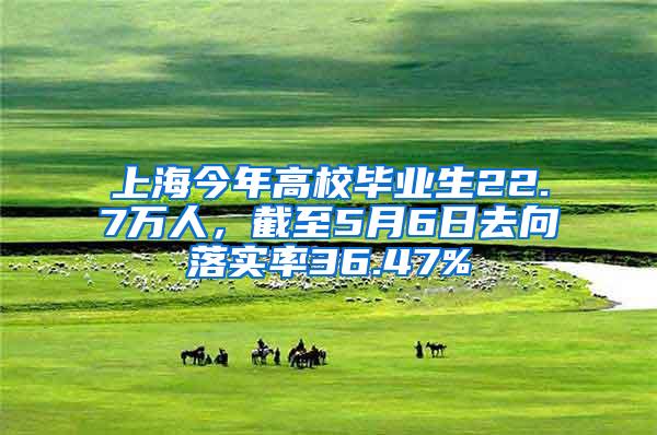 上海今年高校毕业生22.7万人，截至5月6日去向落实率36.47%