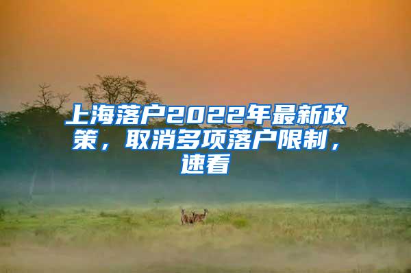 上海落户2022年最新政策，取消多项落户限制，速看