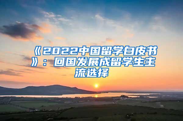 《2022中国留学白皮书》：回国发展成留学生主流选择