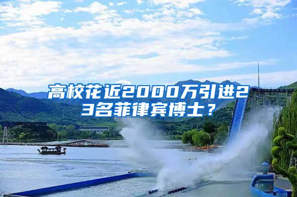 高校花近2000万引进23名菲律宾博士？