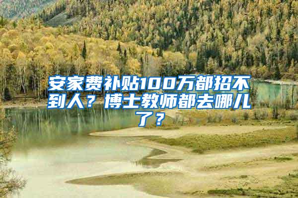 安家费补贴100万都招不到人？博士教师都去哪儿了？