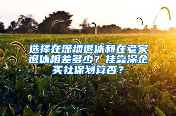 选择在深圳退休和在老家退休相差多少？挂靠深企买社保划算否？