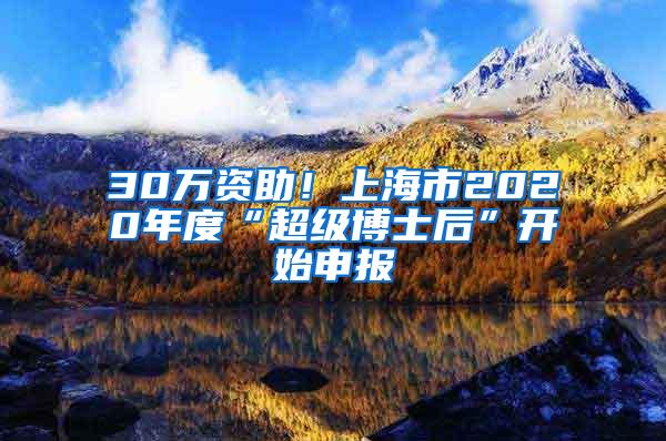 30万资助！上海市2020年度“超级博士后”开始申报