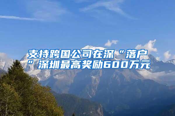 支持跨国公司在深“落户”深圳最高奖励600万元