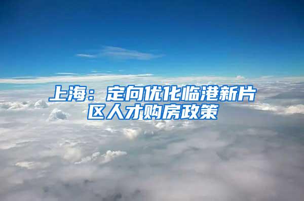 上海：定向优化临港新片区人才购房政策