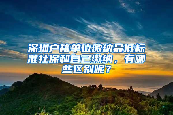 深圳户籍单位缴纳最低标准社保和自己缴纳，有哪些区别呢？