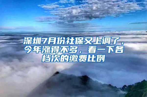 深圳7月份社保又上调了，今年涨得不多，看一下各档次的缴费比例