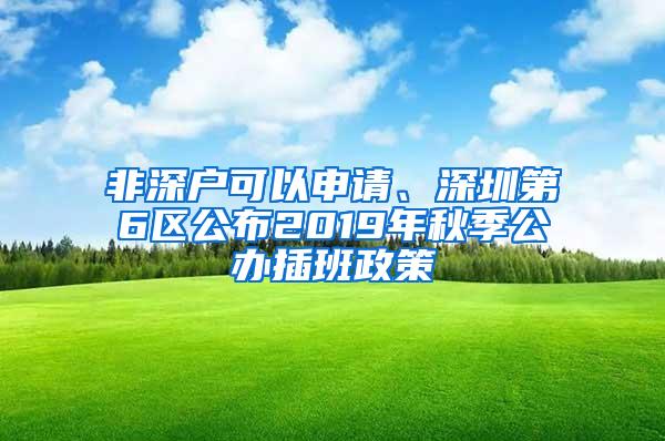 非深户可以申请、深圳第6区公布2019年秋季公办插班政策