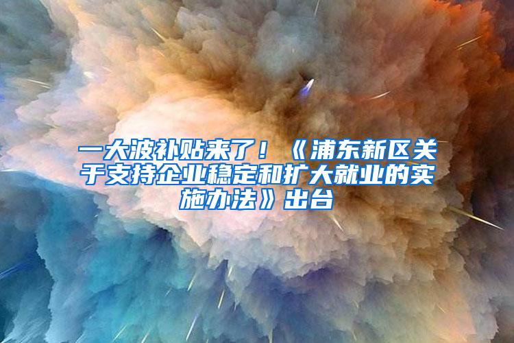 一大波补贴来了！《浦东新区关于支持企业稳定和扩大就业的实施办法》出台