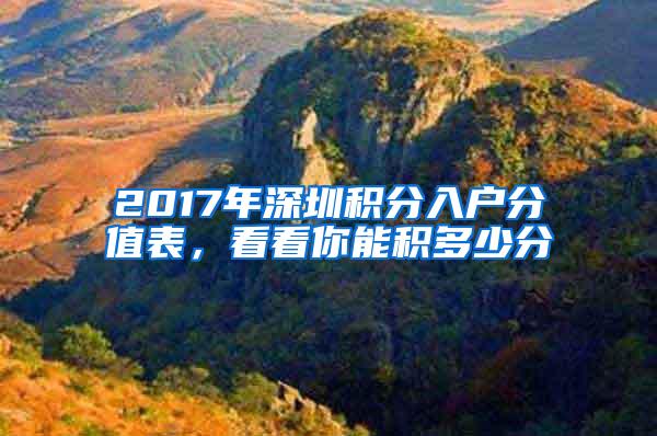 2017年深圳积分入户分值表，看看你能积多少分