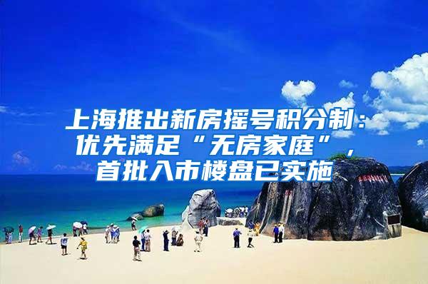 上海推出新房摇号积分制：优先满足“无房家庭”，首批入市楼盘已实施