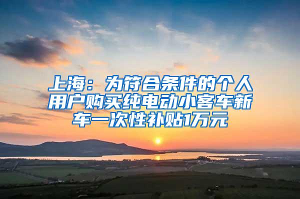 上海：为符合条件的个人用户购买纯电动小客车新车一次性补贴1万元