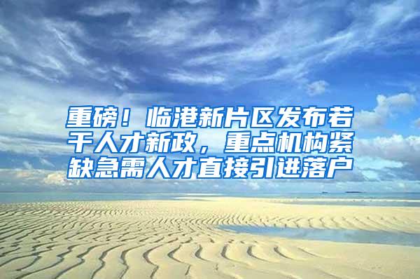 重磅！临港新片区发布若干人才新政，重点机构紧缺急需人才直接引进落户