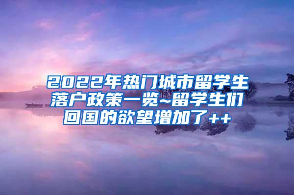 2022年热门城市留学生落户政策一览~留学生们回国的欲望增加了++