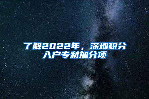 了解2022年，深圳积分入户专利加分项