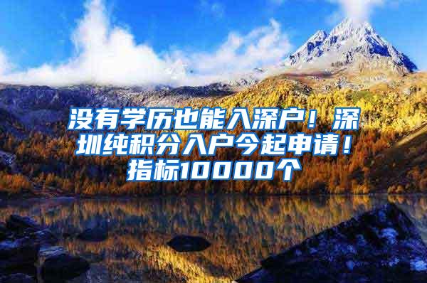 没有学历也能入深户！深圳纯积分入户今起申请！指标10000个