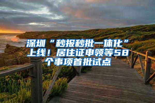 深圳“秒报秒批一体化”上线！居住证申领等58个事项首批试点