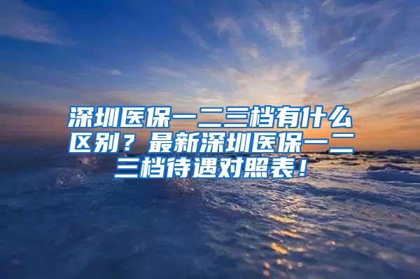 深圳医保一二三档有什么区别？最新深圳医保一二三档待遇对照表！