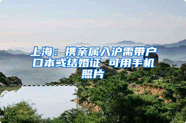 上海：携亲属入沪需带户口本或结婚证 可用手机照片