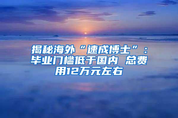 揭秘海外“速成博士”：毕业门槛低于国内 总费用12万元左右