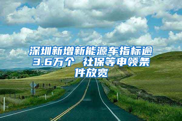 深圳新增新能源车指标逾3.6万个 社保等申领条件放宽