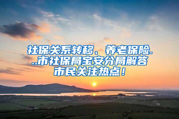 社保关系转移、养老保险...市社保局宝安分局解答市民关注热点！