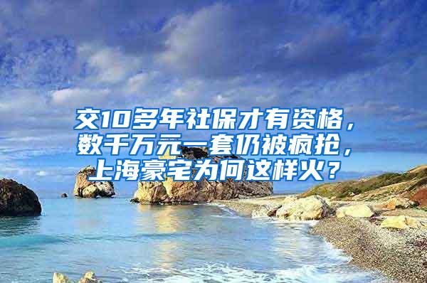 交10多年社保才有资格，数千万元一套仍被疯抢，上海豪宅为何这样火？