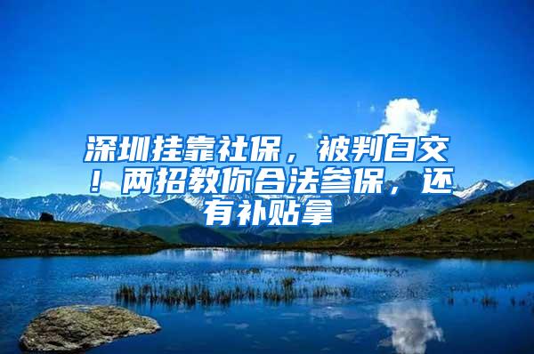 深圳挂靠社保，被判白交！两招教你合法参保，还有补贴拿