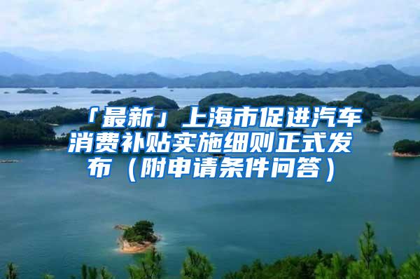 「最新」上海市促进汽车消费补贴实施细则正式发布（附申请条件问答）