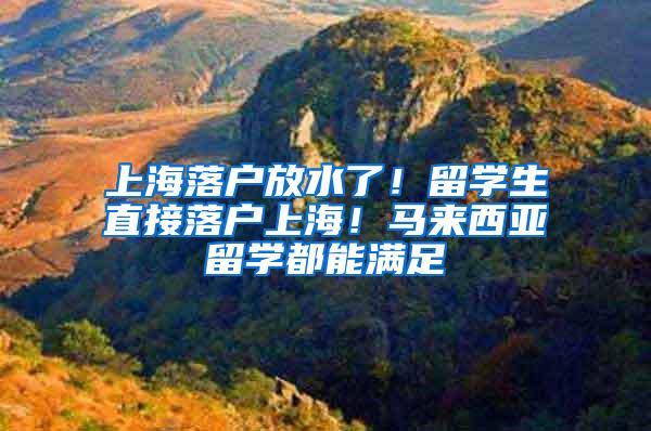 上海落户放水了！留学生直接落户上海！马来西亚留学都能满足