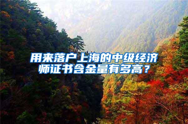 用来落户上海的中级经济师证书含金量有多高？