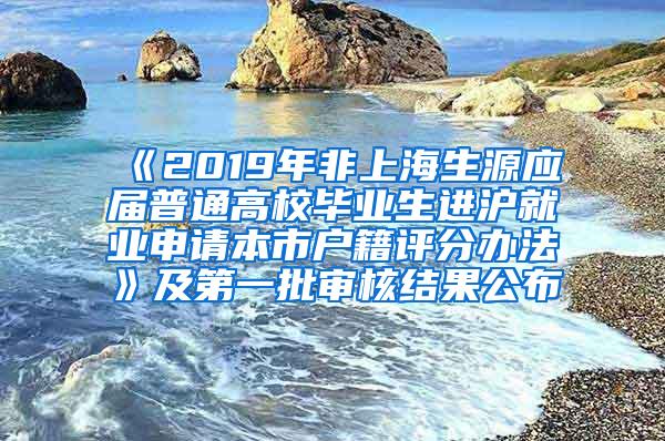 《2019年非上海生源应届普通高校毕业生进沪就业申请本市户籍评分办法》及第一批审核结果公布