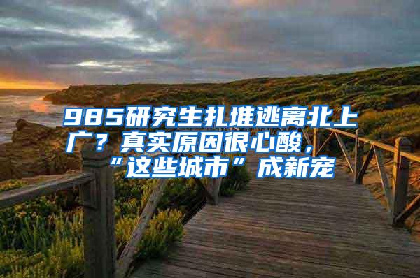 985研究生扎堆逃离北上广？真实原因很心酸，“这些城市”成新宠