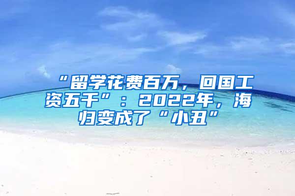 “留学花费百万，回国工资五千”：2022年，海归变成了“小丑”