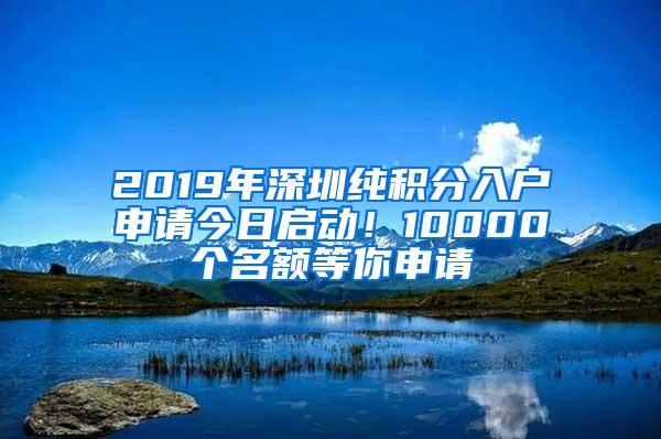 2019年深圳纯积分入户申请今日启动！10000个名额等你申请