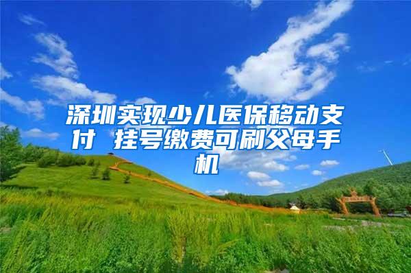 深圳实现少儿医保移动支付 挂号缴费可刷父母手机