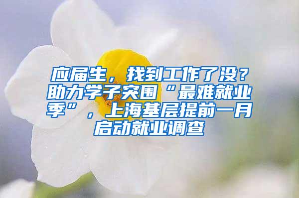 应届生，找到工作了没？助力学子突围“最难就业季”，上海基层提前一月启动就业调查