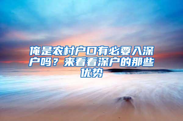 俺是农村户口有必要入深户吗？来看看深户的那些优势