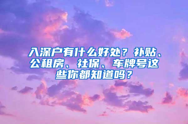 入深户有什么好处？补贴、公租房、社保、车牌号这些你都知道吗？