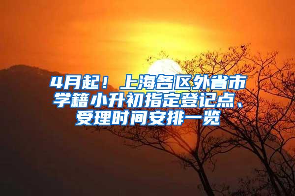 4月起！上海各区外省市学籍小升初指定登记点、受理时间安排一览