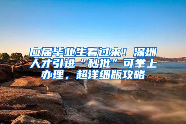 应届毕业生看过来！深圳人才引进“秒批”可掌上办理，超详细版攻略